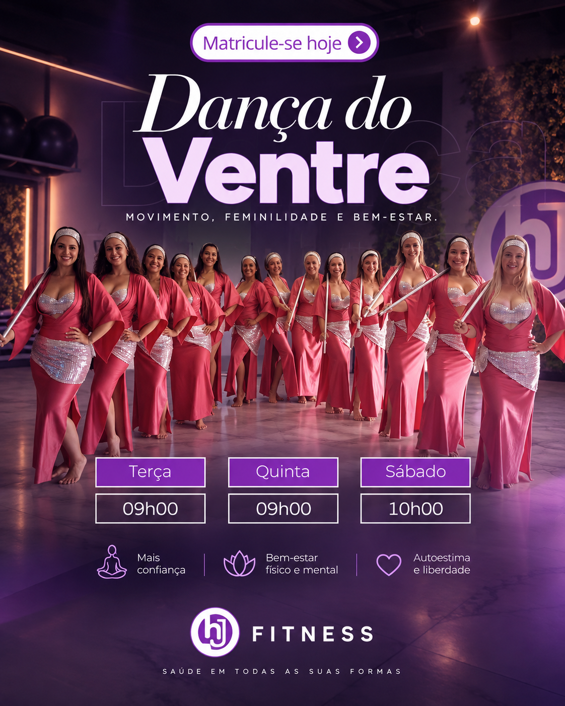 Modalidade Dança do Ventre na HJ Fitness